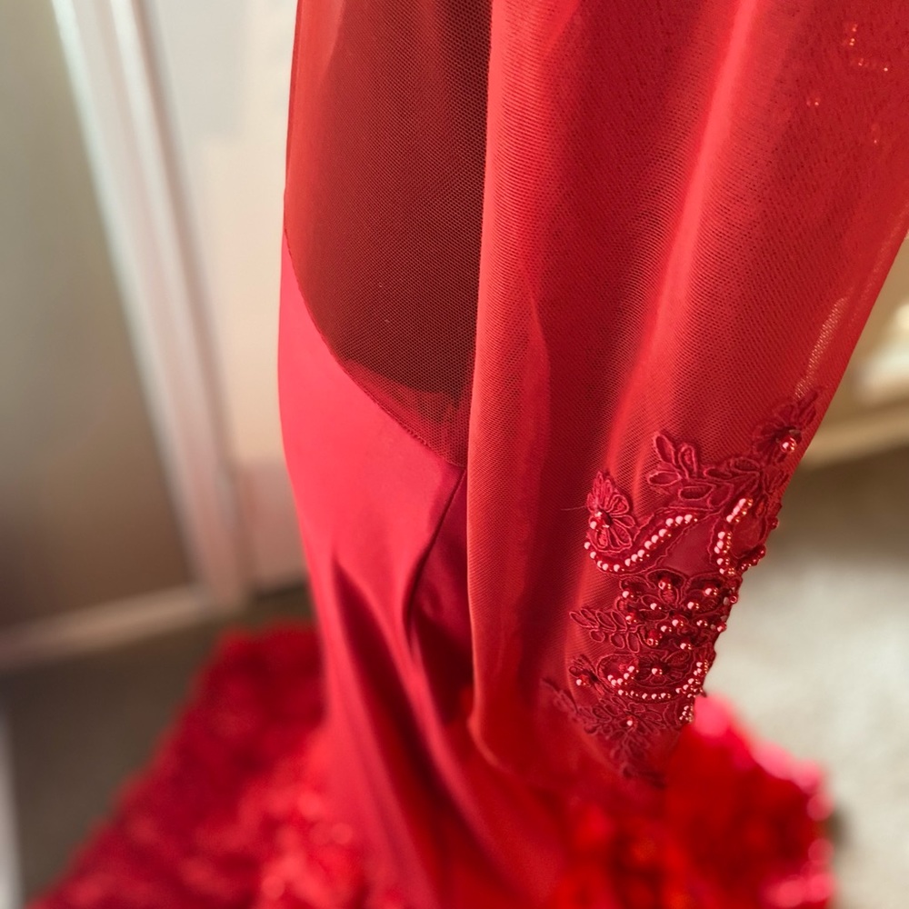 Red lace dress